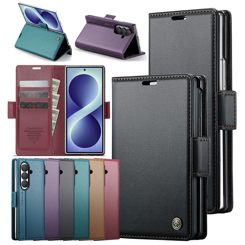 Flip Case for Samsung Galaxy Z Fold 8 Ultra 7 6 5 Fold8 Fold7 Fold6 Fold5 8Ultra Wireless Charging Cash Card Slots Phone Cover