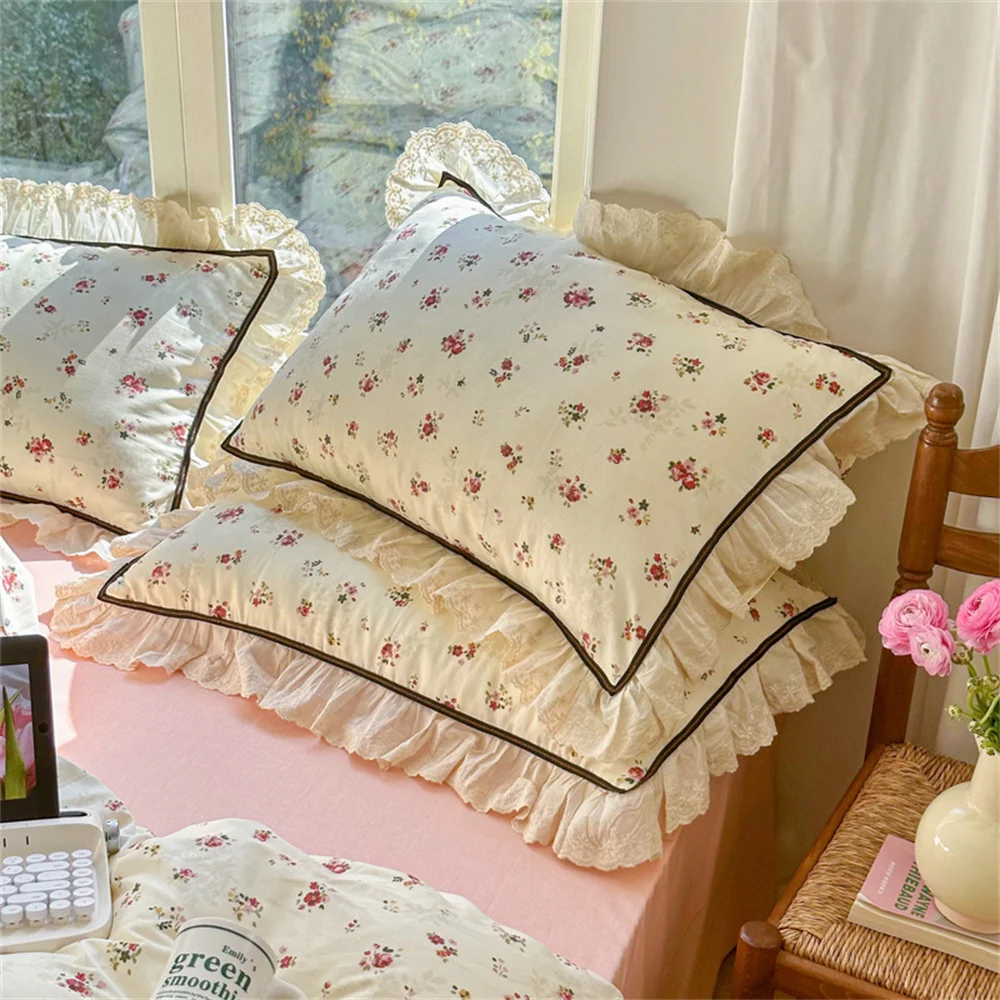 Bedding Set Cotton Printing Korean Style Lace Models Four-piece Bed Sheet Set Duvet Cover Pillowcase Home Textiles