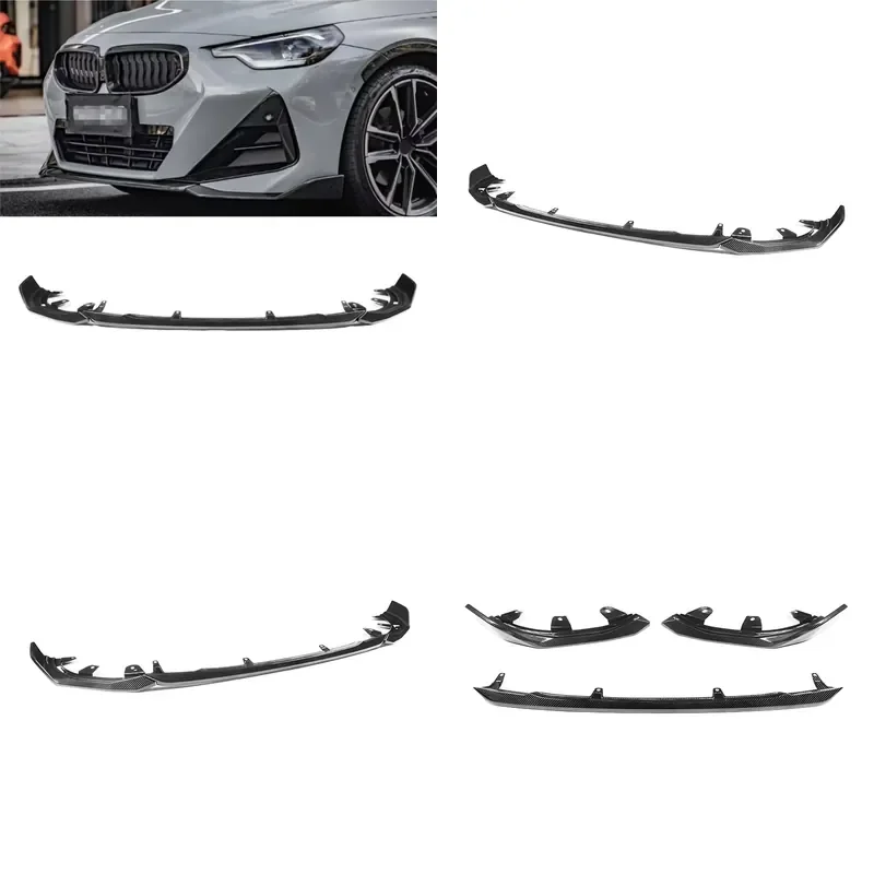 Dry Carbon Fiber MP Style Front Lip Bumper Divider 3 Piece Set for BMW 2 Series G42 2 Door 2023 IN G42 Front Lip