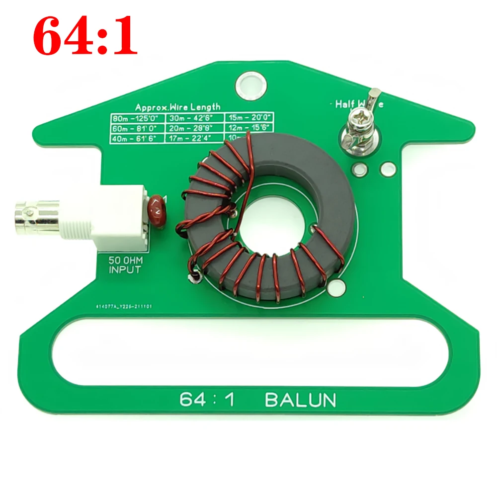 64:1 balun shortwave without tuning 5-35MHz rated continuous power 50W PET 100W