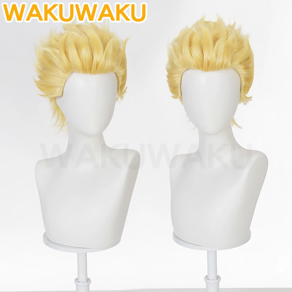 Peluca de Gilgamesh para el juego Honkai: Star Rail× Fate, peluca de cosplay WakuWaku HSR para hombre, pelo corto amarillo, peluca de cosplay de Gilgamesh, gorro de peluca gratis