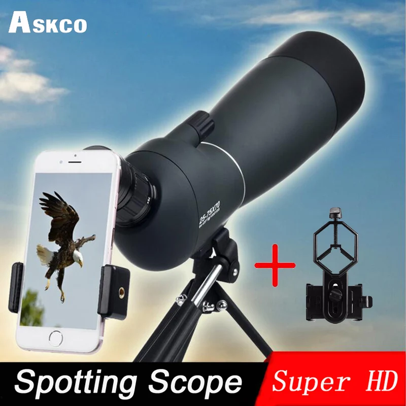 

25-75X70 Monocular Telescope Zoom Spotting Scope With Tripod Long Range Target Shooting Bird Watching HD Optical Glass FMC Lens