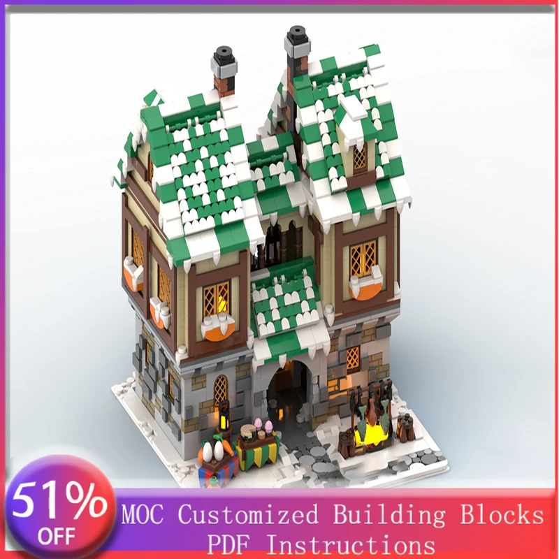 

2905 PCS Modular Building Brick Creation - Set 002 The Merchants Square - Winter Version MOC Customize DIY Boy Toy Birthday Gift