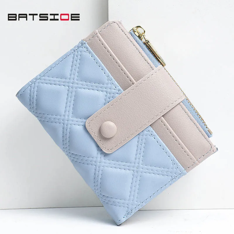 Student\'s Card Holder Short Teenage Girl Wallets PU Leather Preppy Style Coin Purse Convenient Hasp Zipper Square Cute Plaid Bag