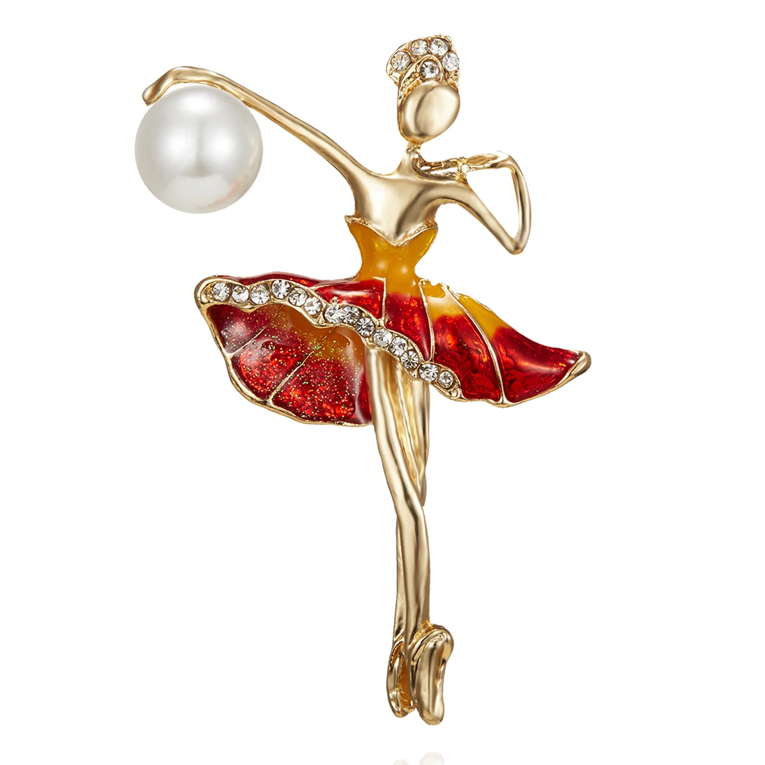Fashion Gymnastics Dancing Girl Enamel Corsage Ladies Elegant Brooch Shirt Handbag Alloy Badge Female Birthday Gifts Lapel Pins