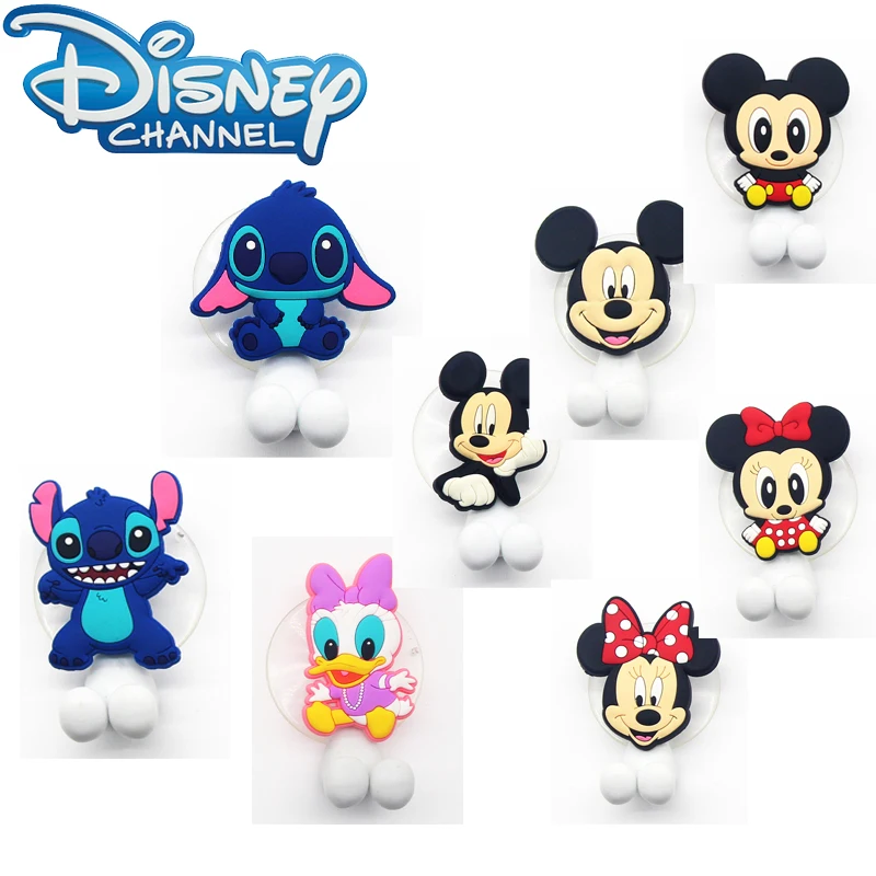 

Disney Stitch Toothbrush Holder Cute Cartoon Mickey Mouse Anime Figure Wall Mounted Shelf for Bathroom Hangers Hook Suction