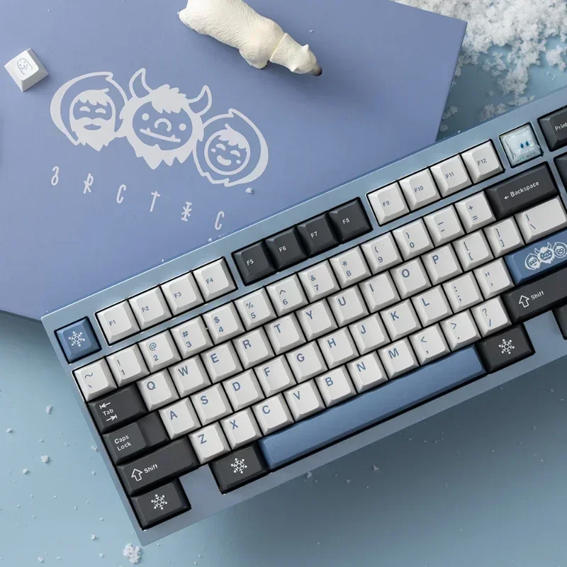 SW Arctic Two Colour Keycaps Custom PBT+ABS Cherry Profile Keycap Cute Blue Black Point Key Cap for Gaming Mechanical Keyboard