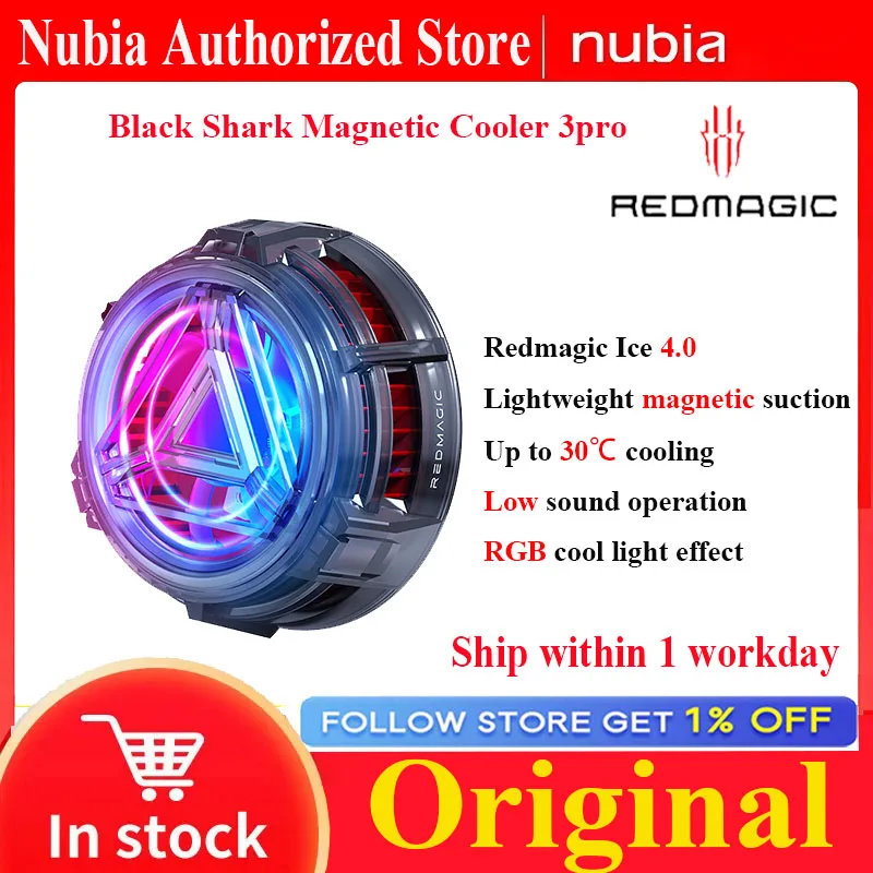 Nubia RedMagic Cooler 4 Magnetic Ice FunCooler RGB LED 36W Semiconductor Heat Dissipation Cooling For Gaming Nubia Oneplus Phone