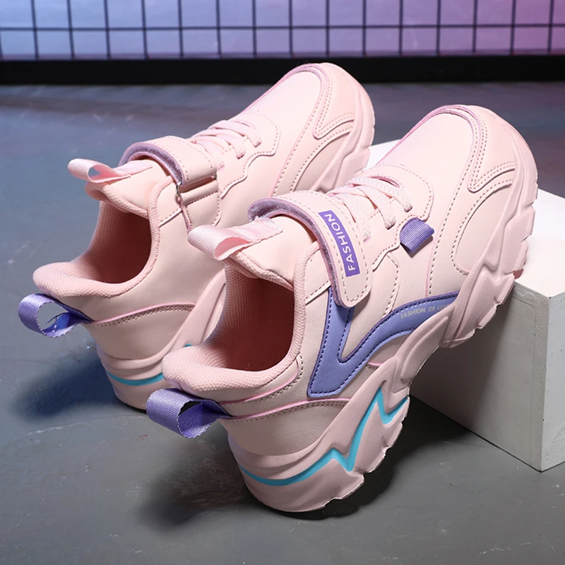 أحذية رياضية للفتيات أحذية رياضية للجري باللون الوردي قابلة للتنفس للأطفال مضادة للانزلاق أحذية رياضية مريحة للتنس والمشي بخطاف وحلقة #6