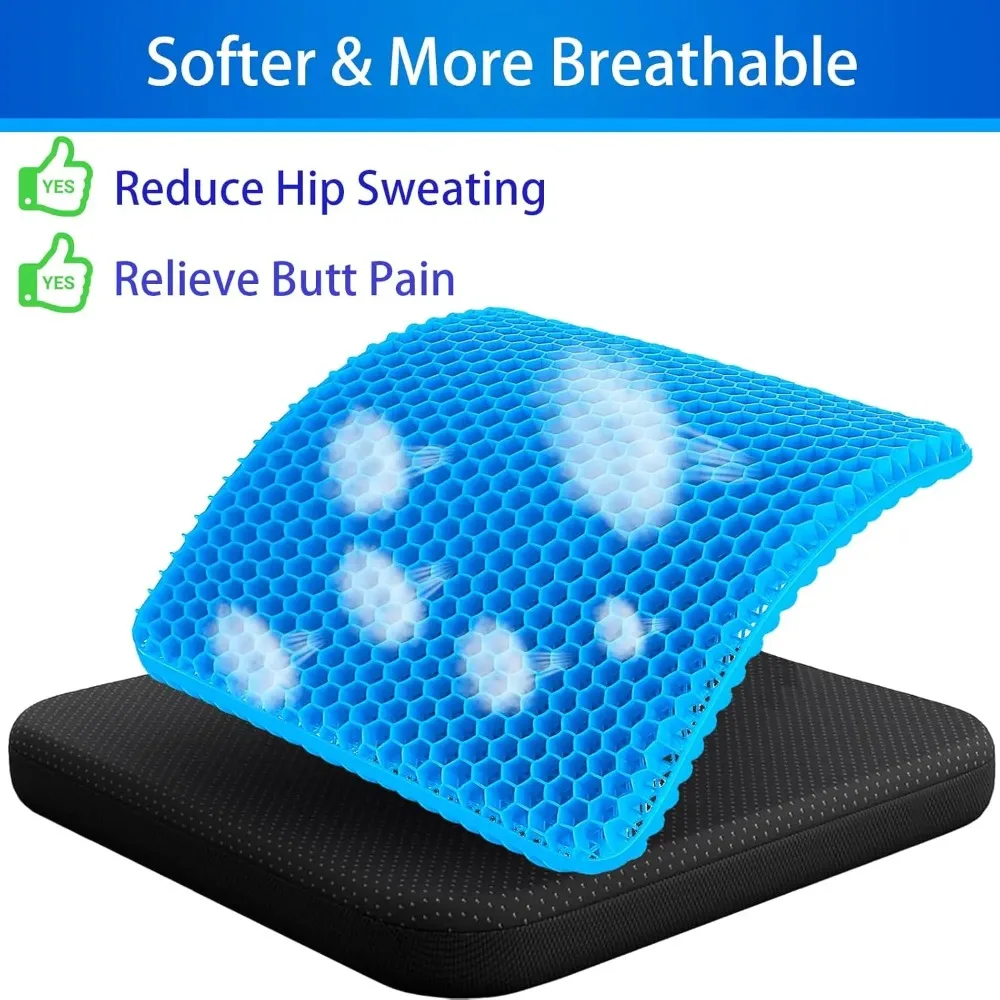 Gel Cushion,Breathable And Cool Cushion, Suitable for All Seasons, Made with Memory Foam for Office Chairs,for Cars,Office