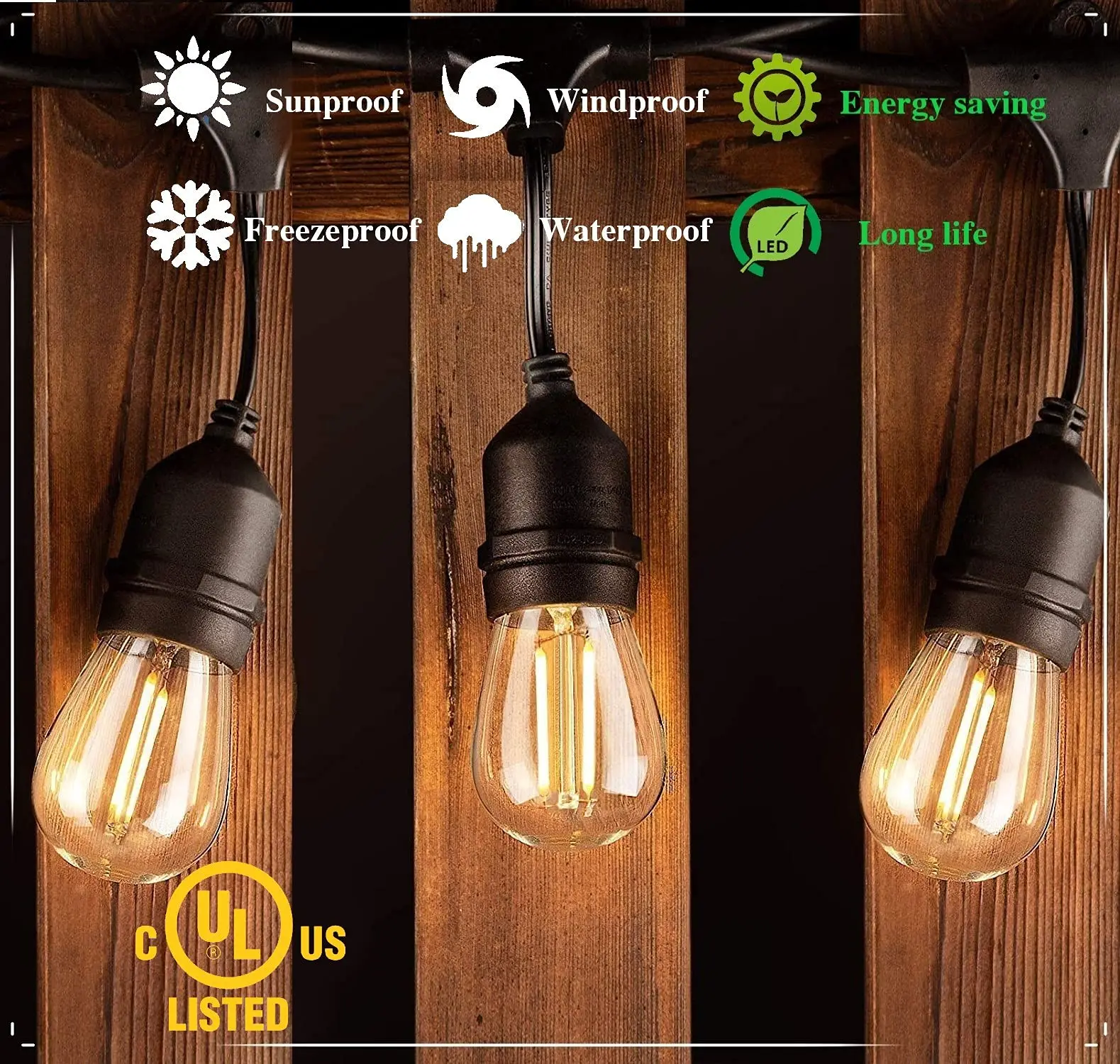 15PCS Plastic Vintage LED Bulb E27 Led Filament Light Warm S14 Shatterproof Edison Night Light Bulb for Garland Street Light