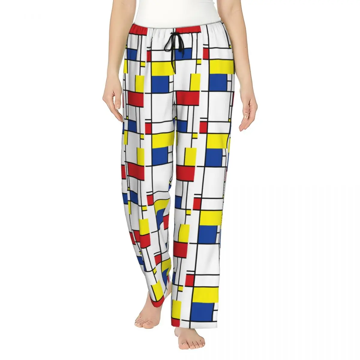 

Женские пижамные штаны Mondrian Minimalist De Stijl Modern Art I.I Fatfatin, одежда для сна для отдыха и сна, низ с карманами