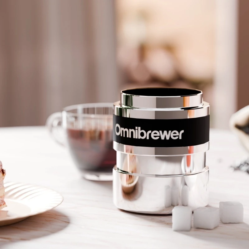 Omnibrewer 58mm Coffee Dosing Cup With Spinning Needle Distributor 2 In 1 Stainless Steel Espresso Distribution Tool