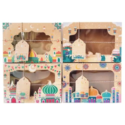 4/8pcs Ramadan Mubarak Kraft Paper Window Box EID Mubarak Candy Cake Box Islamic Muslim Party Supplies Ramadan Decoration 2025