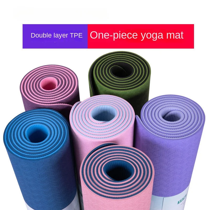 183 * 61 * 0.6 6MM Double-layer Two-color TPE Yoga Mat Waterproof Design Soft Rebound Sports Fitness Mat