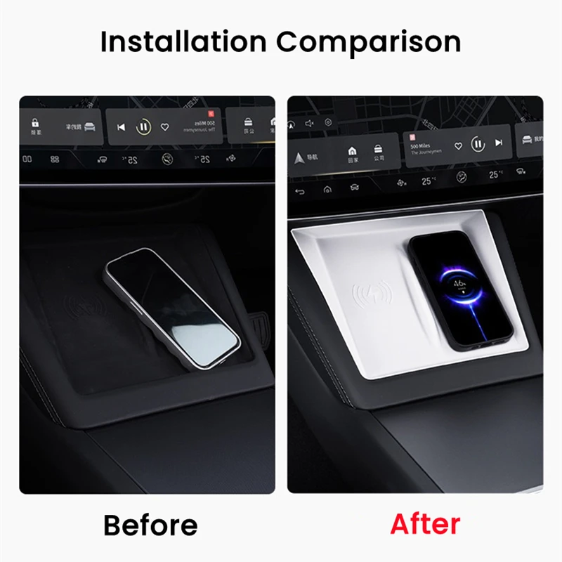 For Tesla Model 3 Highland Model Y Juniper 2024-2026 Silicone Wireless Phone Charging Pad Central Control Charger Protector Pad