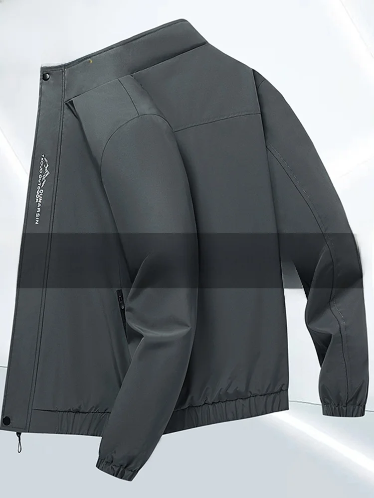 

Свободный крой, мужской повседневный Jaet, однотонный воротник-стойка, застежка-молния, украшенная подставкой, против морщин, прочное полиэфирное волокно