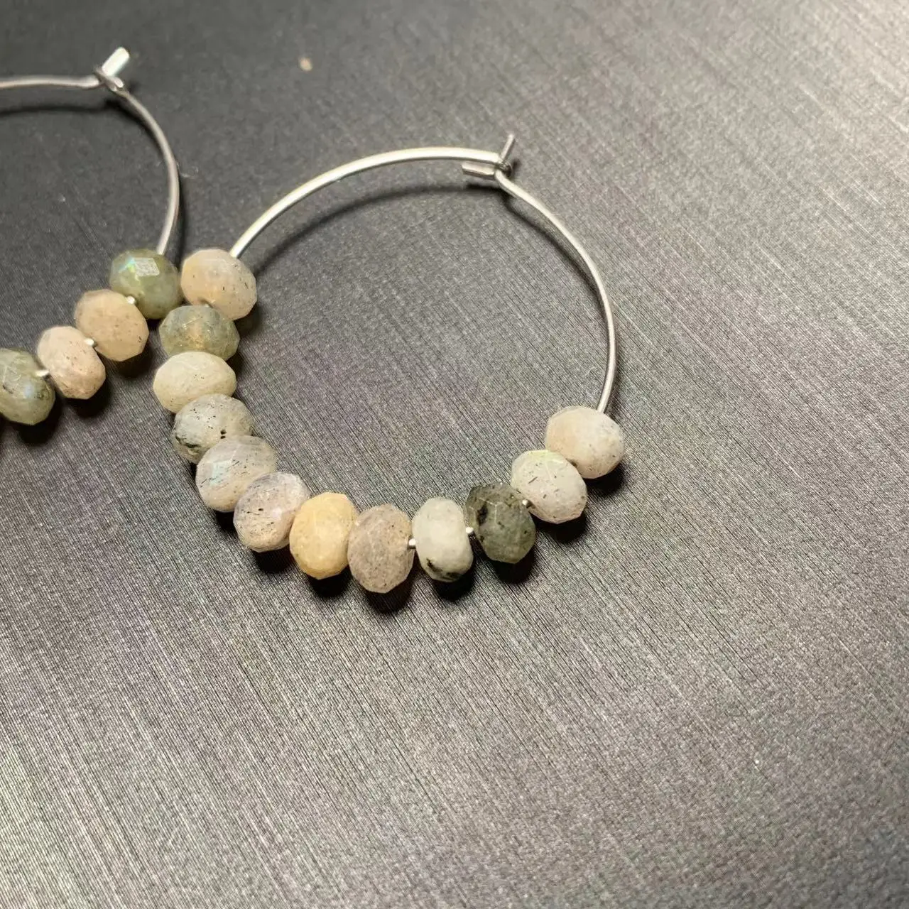 HEYYA STONE Natural Moonstone Hoop Earrings Simple Classic Round Circle Gemstone Jewelry Handmade Stainless Steel exclusive