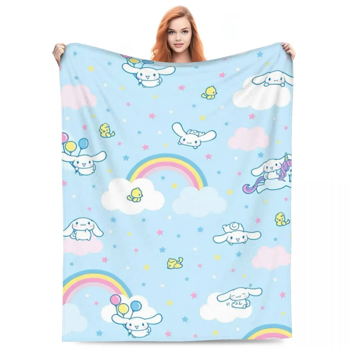 Cinnamoroll Cartoon With Friends Blanket Super Soft Fashion Plush Throw Blanket For Outdoor Travel Office Flannel Bedspread