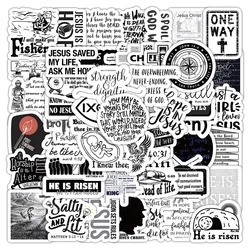 10/30/50pcs Jesus Bible Phrase Stickers Christian Cartoon Stickers DIY Scrapbook Luggage Phone Black White Graffiti Decals Decor