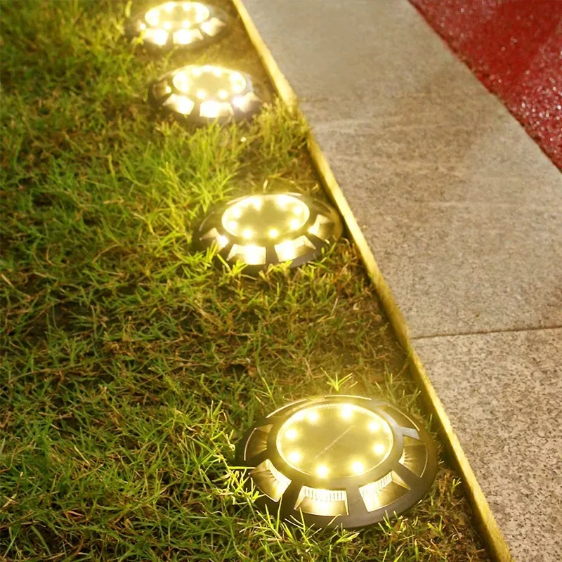 New Outdoor Solar Ground Light IP65 Waterproof 16LED for Garden Pathway Underground Yard Lawn Landscape Decoration