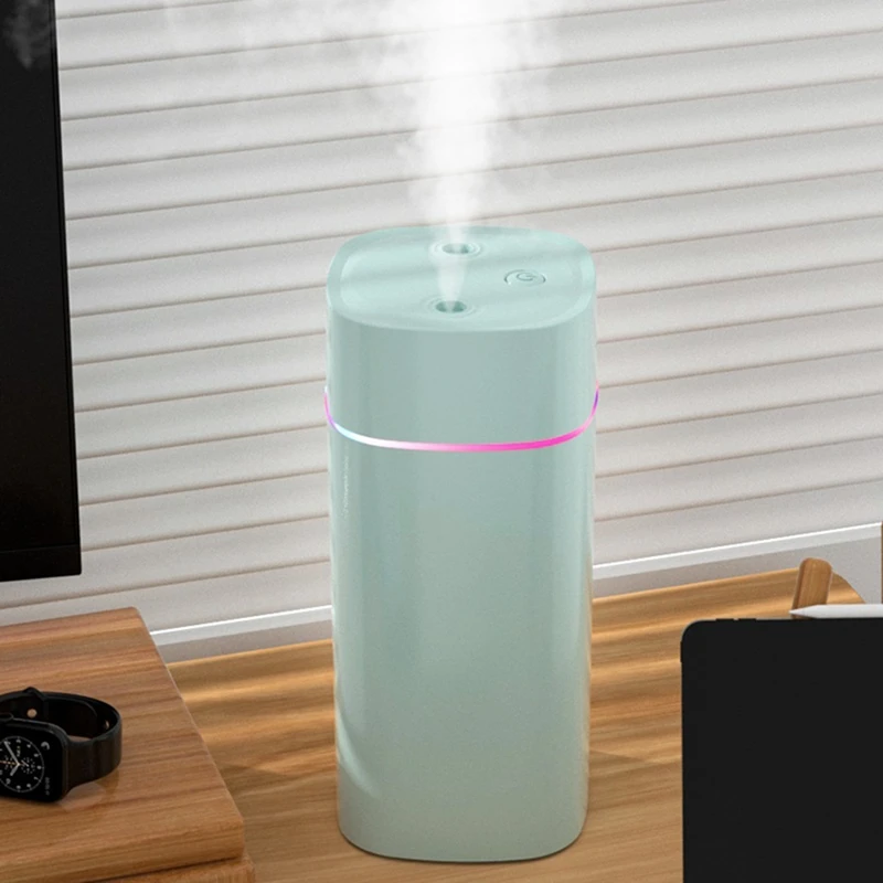 Colorful Night Light Small Humidifier Double Spray Air Atomizer USB Silent Home Humidifier Car Purifying Air Spray Green Durable