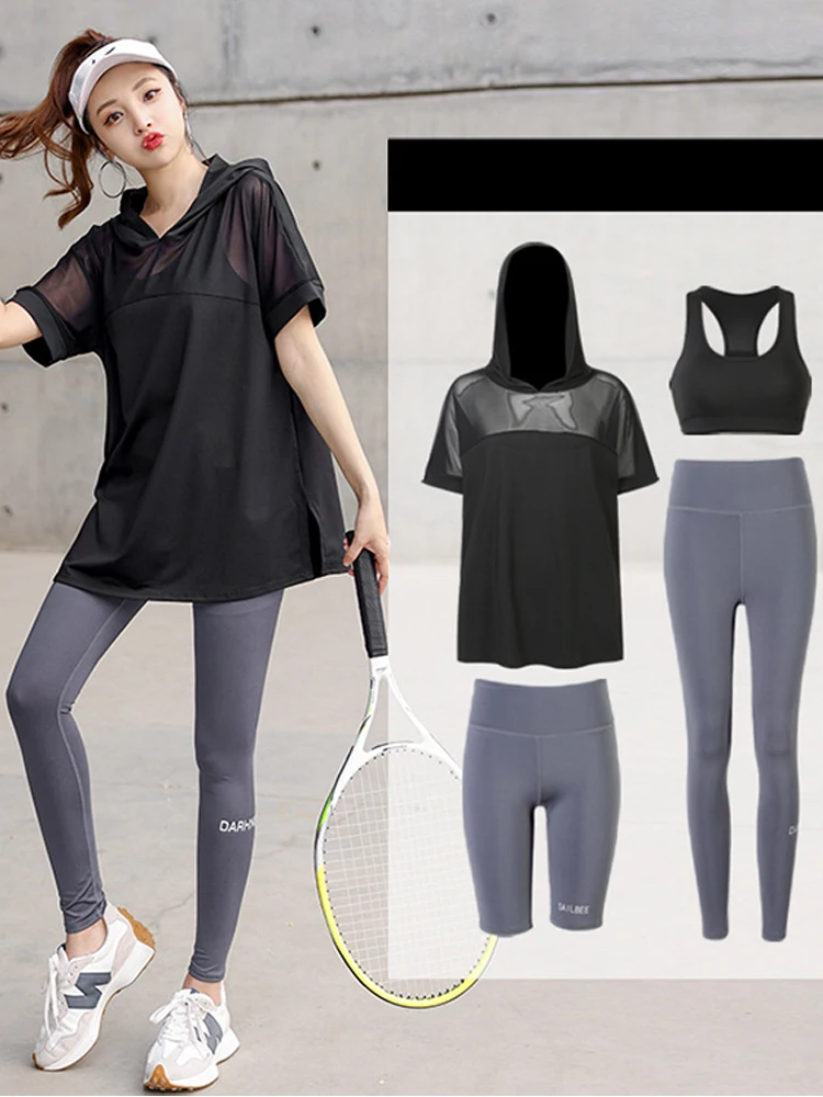 Track Suit Ladies Korea 2022 New Yoga Clothes Set Large Size Loose Quick Drying Clothes Running Sports Fitness Summer Sportswear