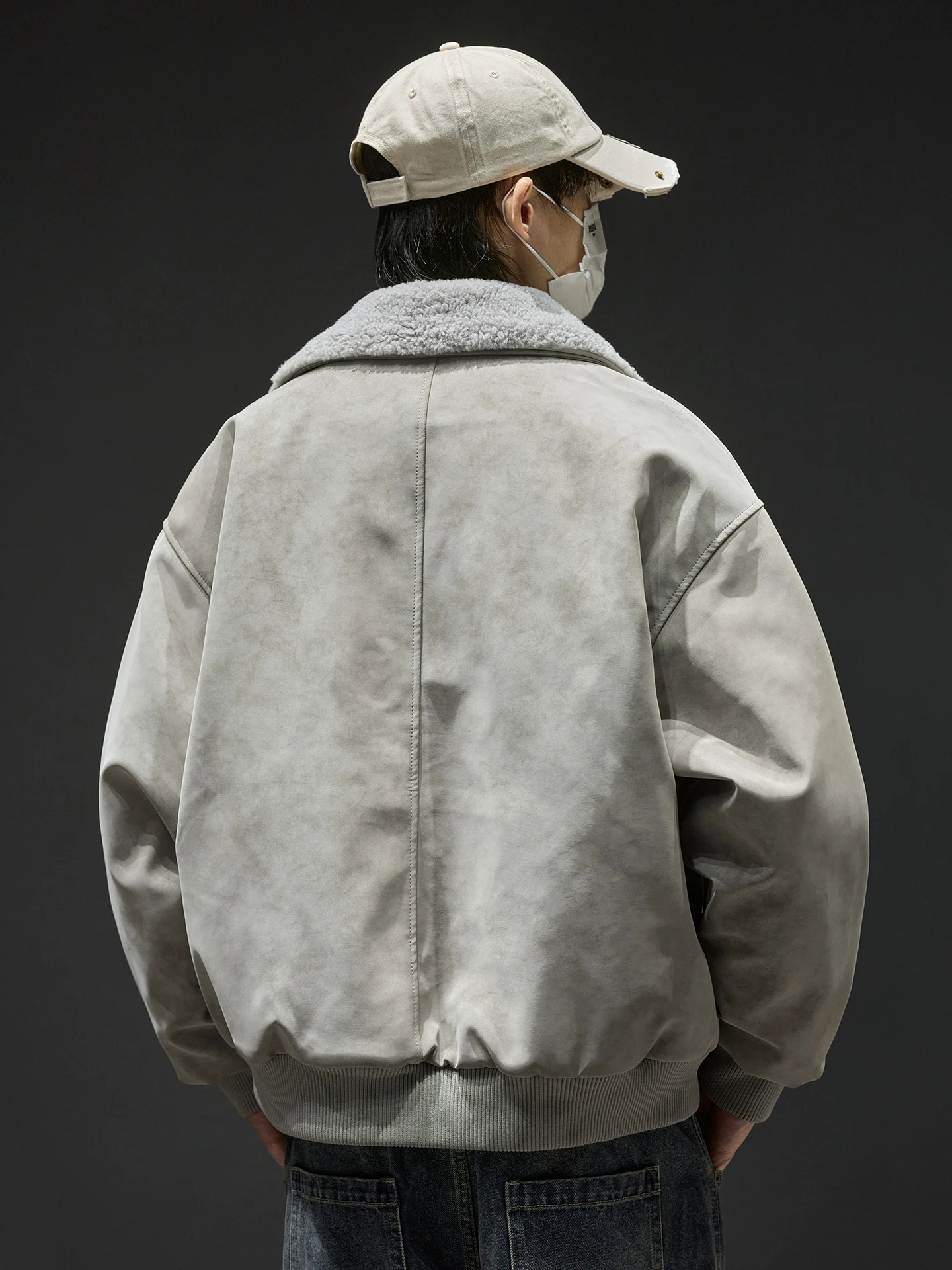 الرجال الجلد المدبوغ Jaet Thiened القطن بولي Leather الجلود القابلة للإزالة الفراء طوق ملابس خارجية شتاء دافئ طويل Sve سستة إغلاق اللون