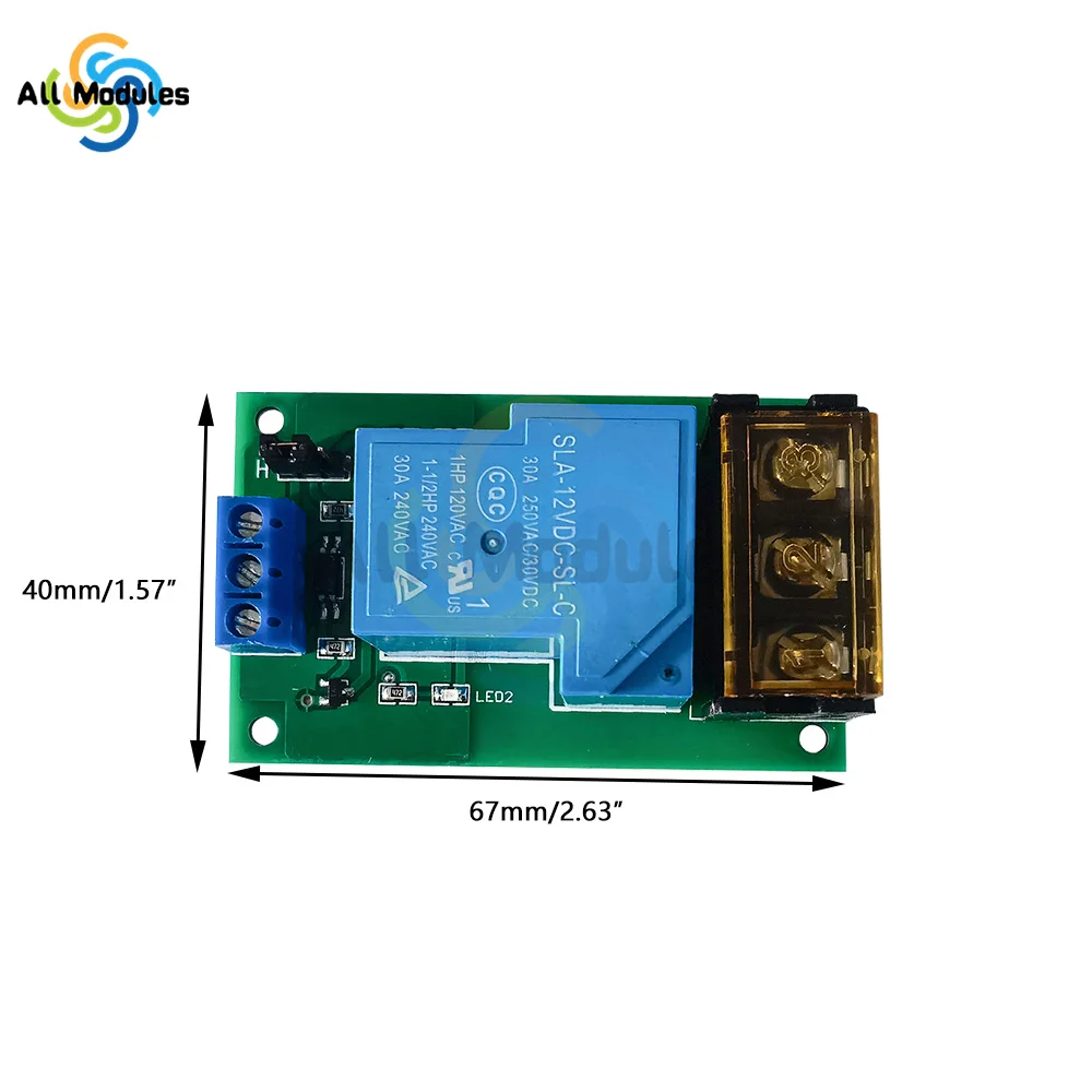 YYG-2 High Power Relay Module One Way High/Low Level Trigger Optocoupler Isolation Relay Module 30A DC5V/12V/24V