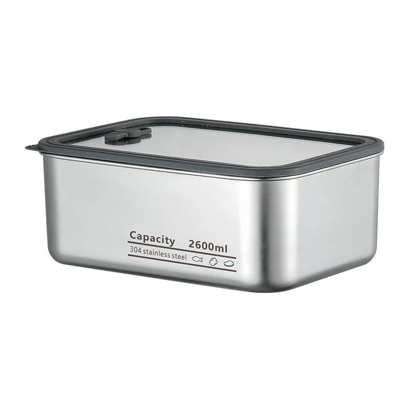 

LMM stainless steel large-capacity glass cover crisper refrigerator sealed rectangular bento box