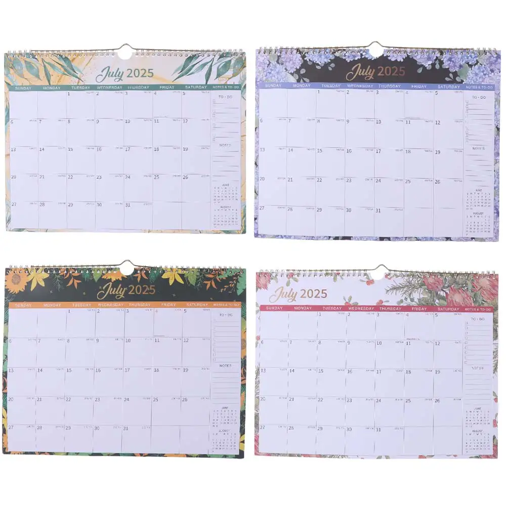 

Creative Wall Calendar Monthly Layout Thick Paper Hanging Calendar Spacious with Waterproof Cover Coil Calendar Family Planning