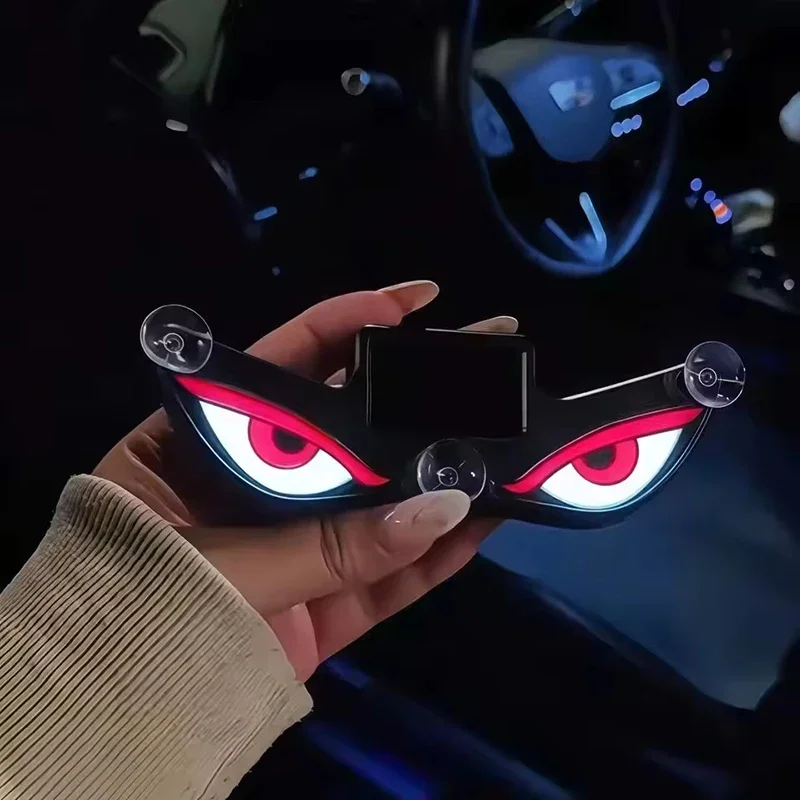 Solar Powered Car Neon Light Wireless Cool DEMON EYE Led Ambient Light Suction Cup USB Rechargeable Atmosphere Breathing Lamp