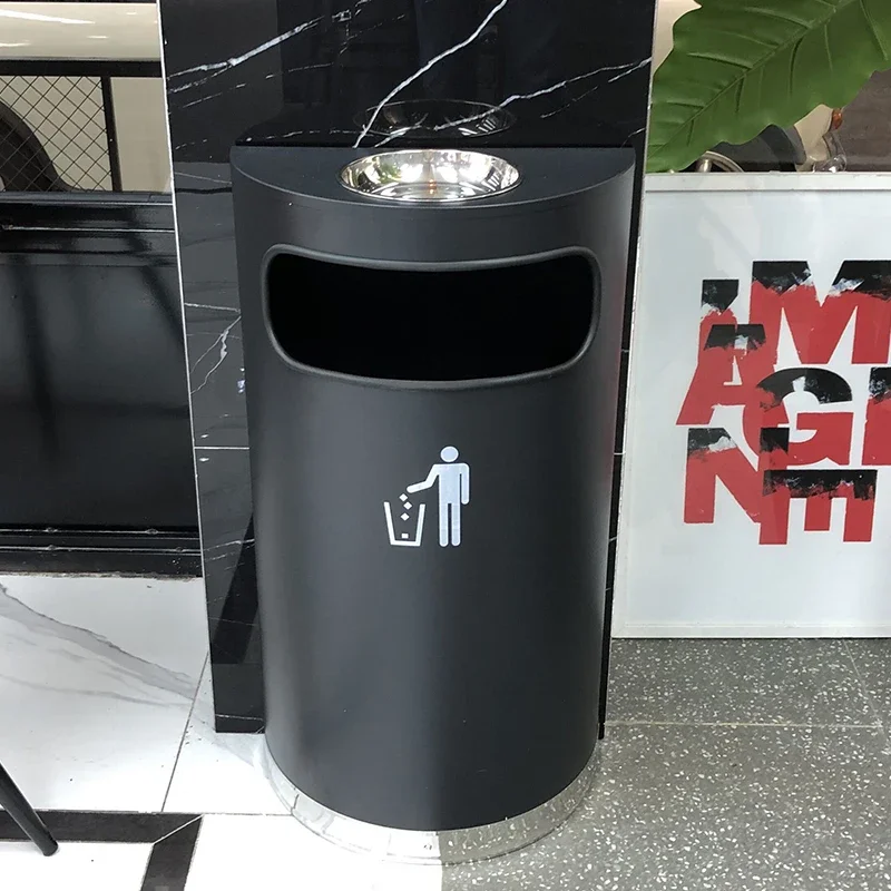 Stainless steel semicircular wall-against-wall ash bucket, hotel shopping mall elevator entrance corridor