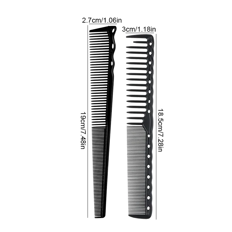 2pcs Professional Hair Cutting Comb Set Anti-Static Hair Styling Comb Wide & Fine Tooth Hairdressing Brush for Salon & Daily Use