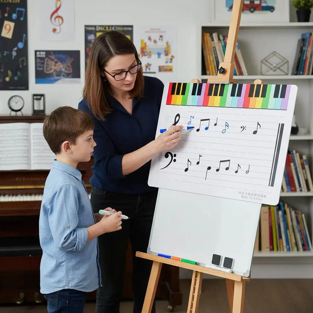 2Pcs Music Staff Whiteboard Magnetic Writing Board Smooth Erasable Surface Wall Mountable for Home School Practice Notes