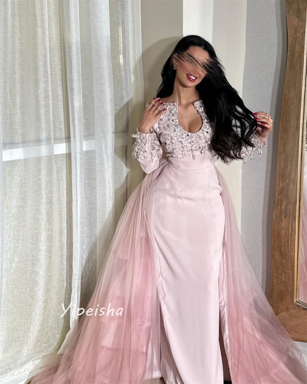 Robe de Bal Exquise à Col en V, en Tulle, Longueur au Sol, Satin, sur Mesure, pour Occasions de Soirée