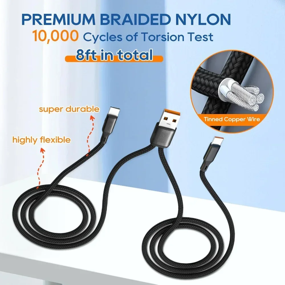 6A 66W Fast Charging Phone Charger Data Cord 2 in 1 USB Type C Cable Micro USB Quick Charge Wire For Samsung Xiaomi Redmi Huawei