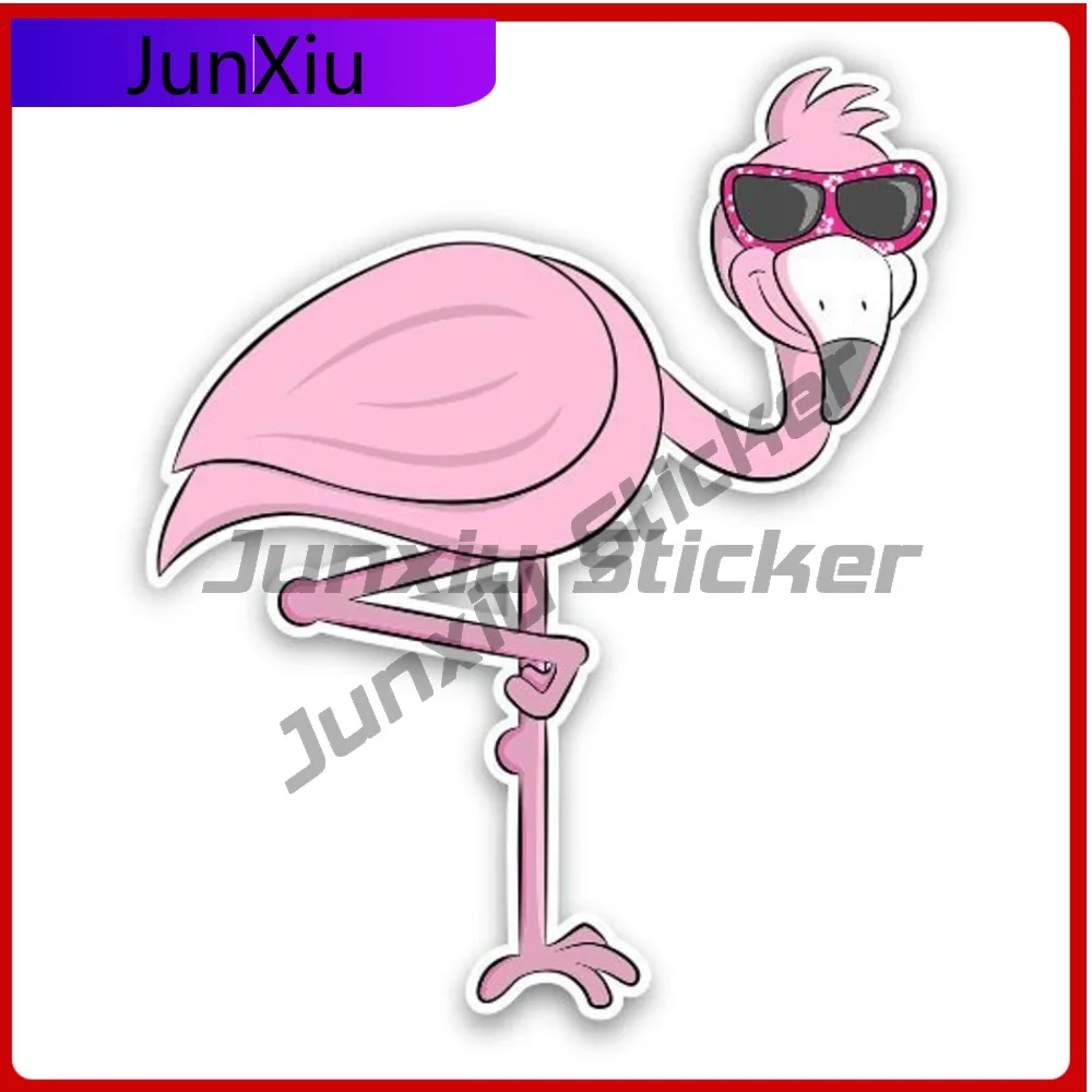 

Flamingo With Glasses Sticker Car Motorcycle Bicycle Skateboard Laptop Luggage Decals Bumper Waterproof Stickers Camper Van Stic