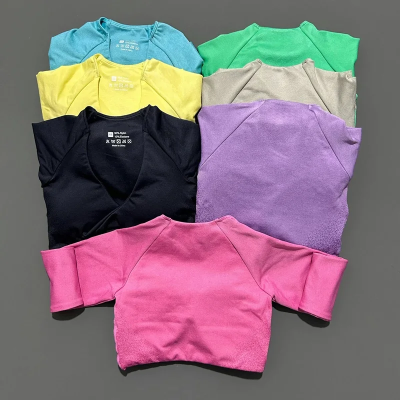 Ignite Twist Front Crop Top High Stretch Long Sleeve Design Gym Sports Yoga Bras Penetrating Breathable Running Tops