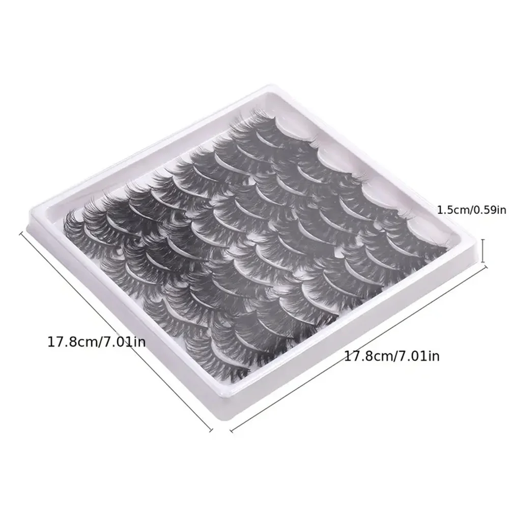 20 Pairs Fluffy Messy Faux Lashes Natural Volume Thick Curly False Eyelash Extensions for Daily Party Use