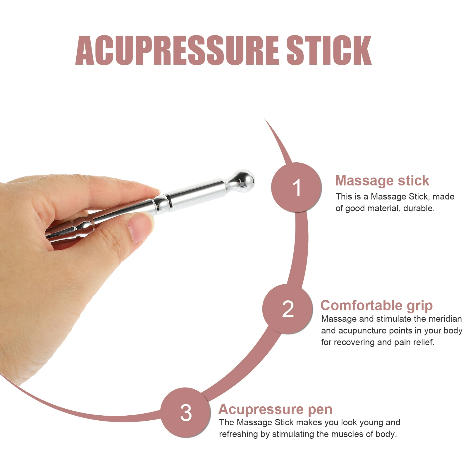 

Massage Pen Point Massager Face Skin Acupotheracane Stick Brass Acupoint Self-massage Acupressure Bar Handheld Body Probe