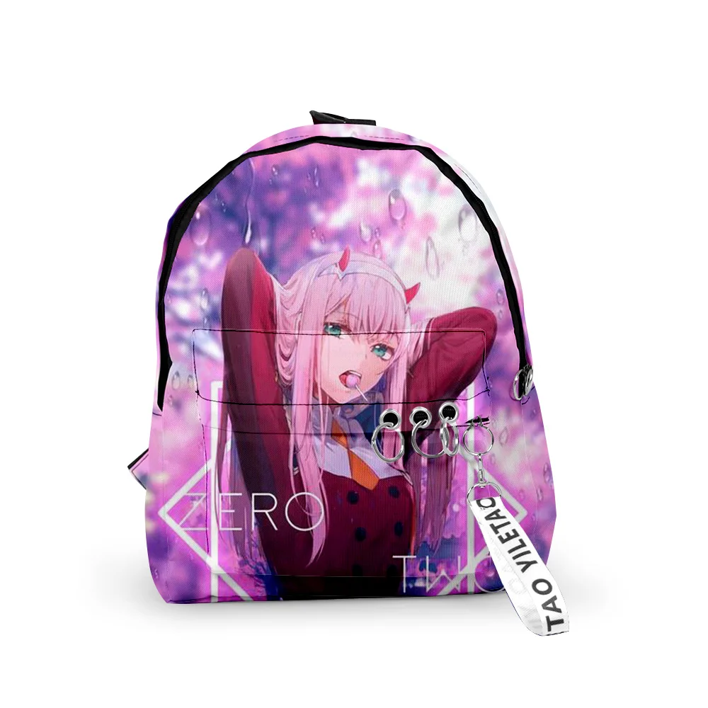 Classic Funny Zero 2 DARLING in the FRANXX Backpacks Girls School Bags 3D Print Keychains Oxford Waterproof Small Backpacks