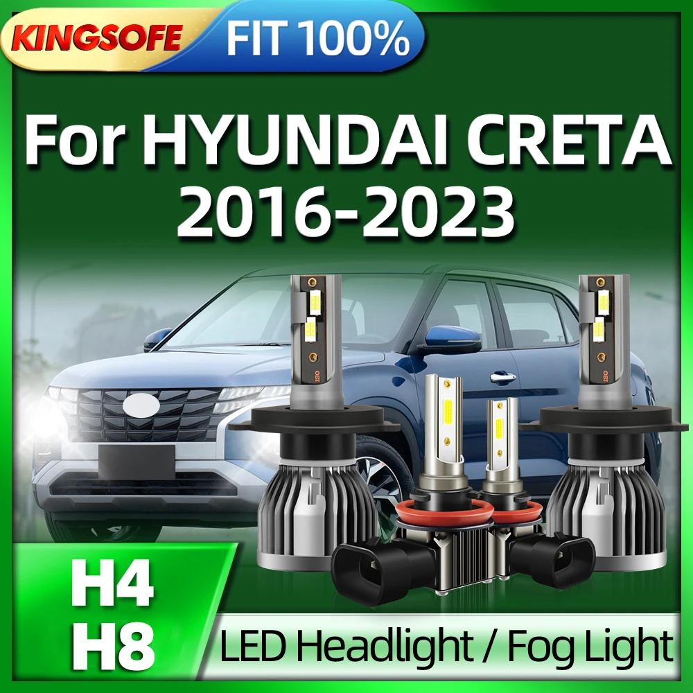 

KINGSOFE 2/4PCS 26000LM H4 LED Lamps H8 Auto Bulb Car Headlight For HYUNDAI CRETA 2016 2017 2018 2019 2020 2021 2022 2023