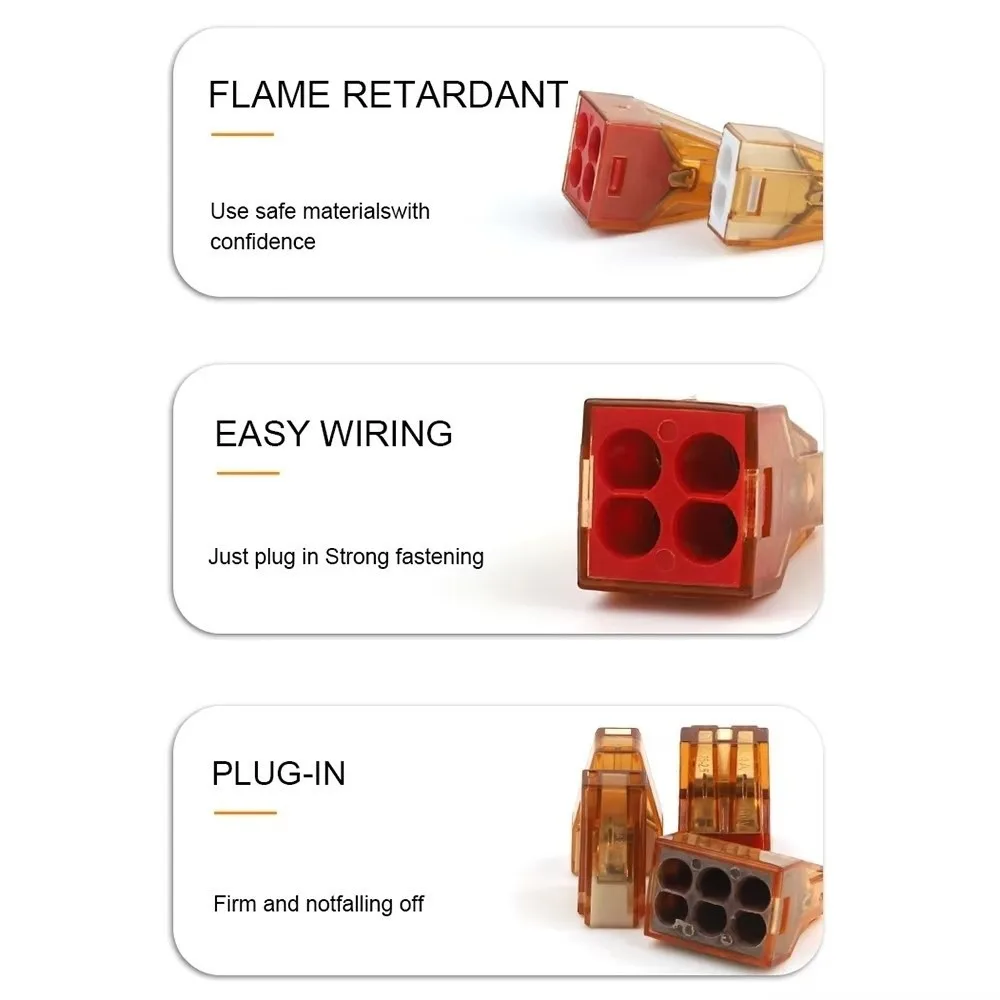 10PCS 2/3/4/5/6/8 Pin Wire Connector Push In Fast Wiring Electrical Connector Durable Secure Contact Splice Terminal