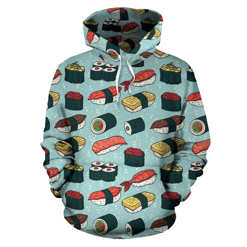 Nice Sushi 3D Printing Hoodies For Men Nigiri Sushi Graphic Hooded Hoody Kid Funny Streetwear Hooded Hoody Women Pullovers Tops