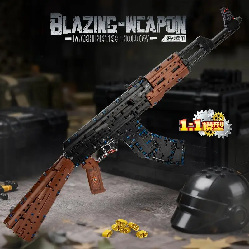 

1:1 Scale AK-47 Assault Rifle Building Blocks Model, Detailed DIY Assembly Military Display Bricks, Collectible Gift for Adults