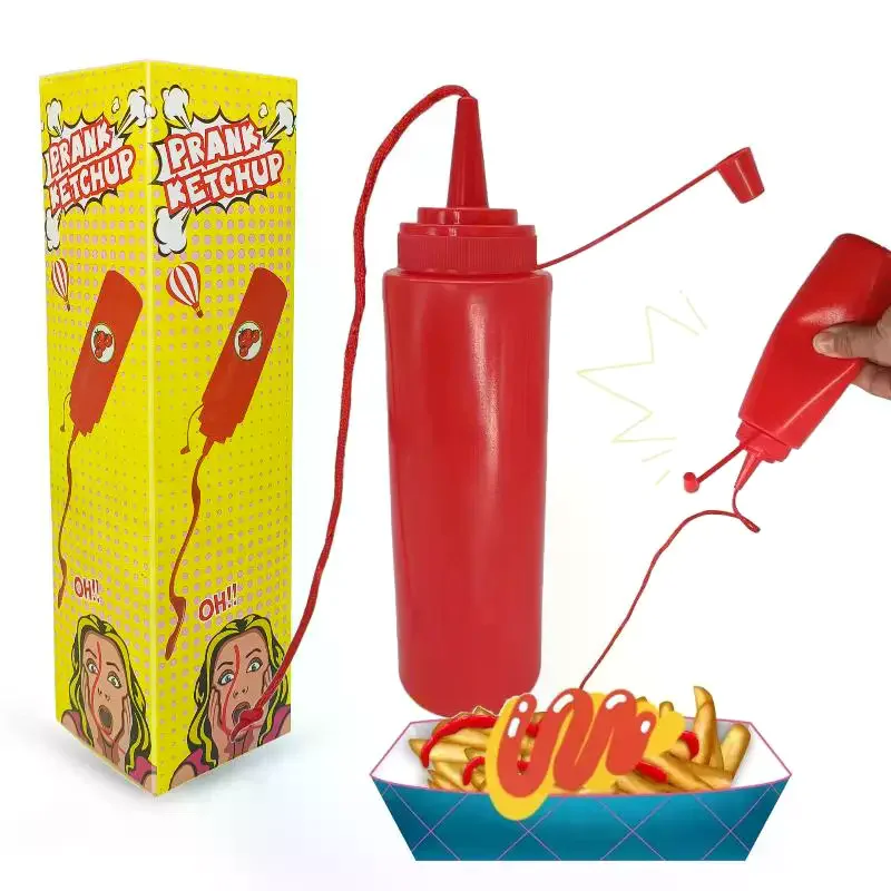 Funny Simulation Ketchup Squirt Magic Tricks Fool Day Prank Toys Fake Ketchup Surprise Gifts Close-up Street Magic Props