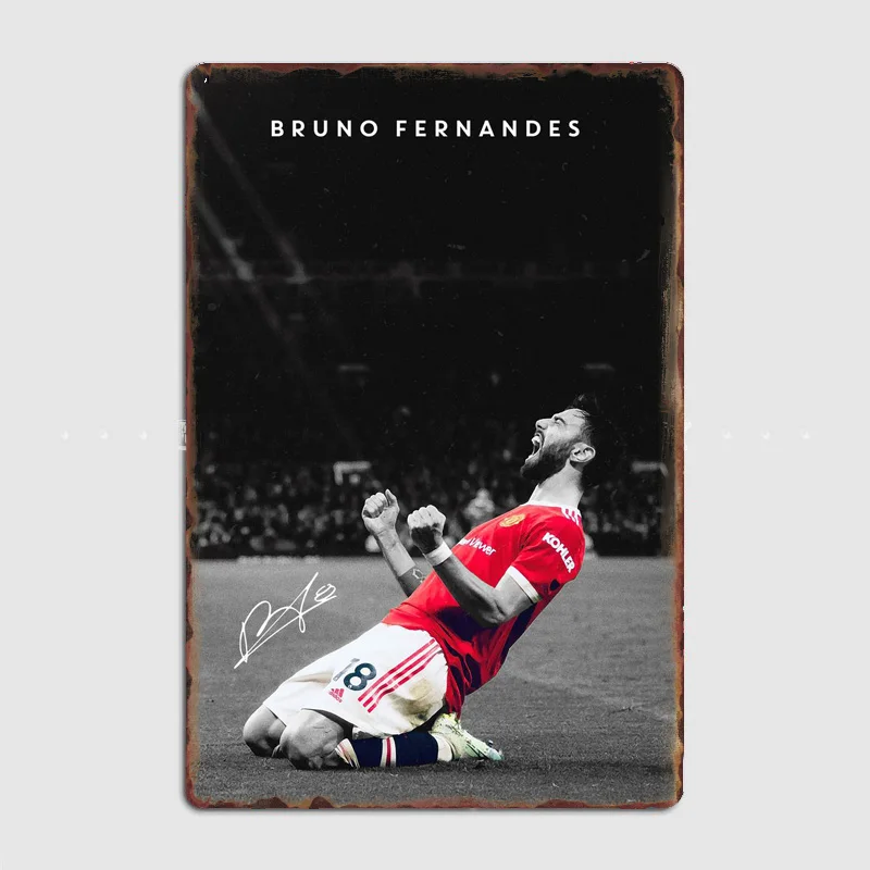 Bruno Fernandes Football Player Poster Metal Sign Portugal Football Club Tin Custom Indoor Home Wall Decor Room Decor