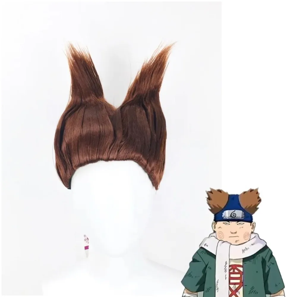 Peluca de cosplay Choji Akimichi, pelo con pinchos marrón rojizo