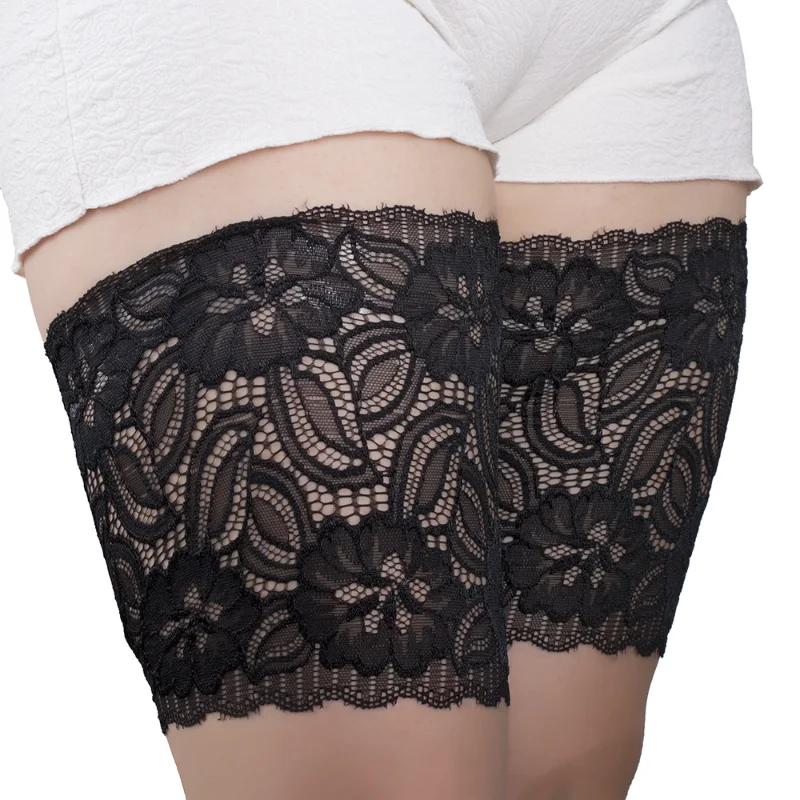 Elastische Oberschenkel Anti Chafing Bands Frauen sexy Spitze Bein wärmer nicht Slipgyaru Goth Beinlinge weiche Spitze Anti Reibung Oberschenkel Ärmel